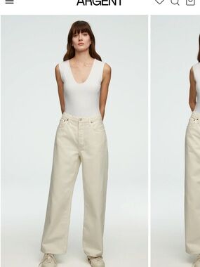 AGOLDE Wide Leg Jeans in Cream